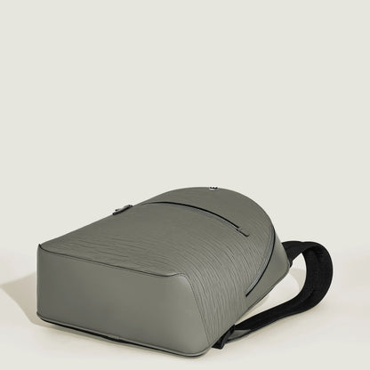 Montblanc zaino mini in pelle grigio medio con zip e spallacci neri, modello 199326 grigio medio